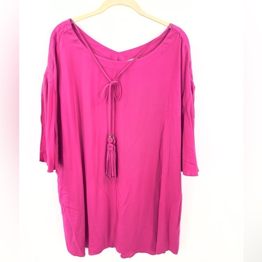 Soft Surroundings Main Sail Tunic Top Womenw 2X Tassel Tie Flowy Beachy Boho